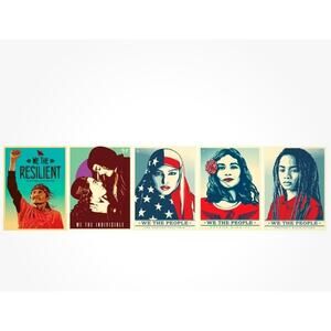 ✨SIGNED ✨ Shepard Fairey WE THE PEOPLE 24x36 Offset Print Set of 5 Posters